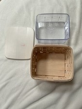 Longaberger Basket With Wooden Lid And Plastic Protector,  Whitewashed, 2004 picture