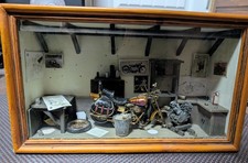 Vintage Harley Davidson / Indian motorcycle Garage Repair Shop Diorama Shadowbox picture