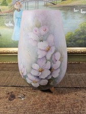 Vintage Handpainted Floral 3 Toed Vase, Signed Katherine, 9