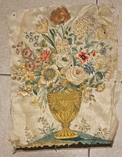 18th/19th Century Silk Embroidery Floral Urn Panel – Hand Embroidered Silkwork picture