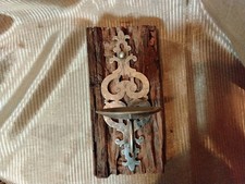 Vintage Cost Plus Inc. Rustic Reclaimed Wood & Hammered Metal Candle Wall Sconce picture