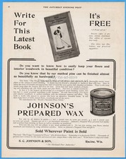 1904 SC Johnson & Son Floor Wax Racine Wisconsin vintage magazine print ad picture