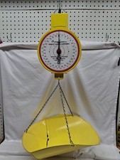 Vintage American Family Scale Company 60lb Hanging Scale With Basket YELLOW picture