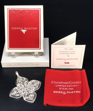 REED BARTON 1984 STERLING SILVER CHRISTMAS CROSS ORNAMENT 15g BOX COA POUCH picture