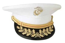 USMC General White Dress Cap – Marine Corps Uniform Hat Replica All Sizes picture