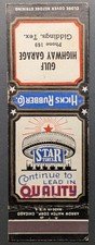 Vintage Star Tires Car Auto Giddings Texas Matchbook Cover picture