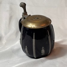 Art Deco Gerzit Gerz Beer Stein 1/2L Pewter & Stoneware German Drinking Vessle picture