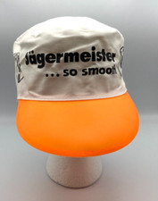 Vintage Jagermeister White Orange Brim Promo Hat Painters Cap 1990s picture