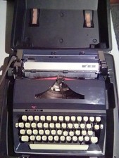 Vintage ADLER J5 TYPEWRITER WITH MANUAL And CASE - Blue. Needs New Ribbon picture