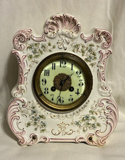 Porcelain 19th century Mantel Clock Floral Butterflies French picture