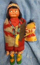 Vintage 1940s Early Native American Skookum Bully Good Mom & Baby Dolls picture