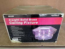 Vintage Sears 88983 3 Light Solid Brass Ceiling Light Fixture Open Box picture