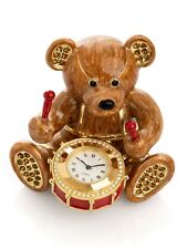 Bear with Clock Trinket Box Hand made  by Keren Kopal with  Austrian Crystals picture