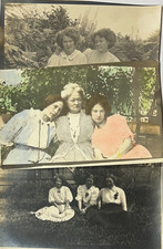 3 Lot 1904-1918 Vintage RPPC Postcards~Two Sets Twins?~1 Hand Colored picture