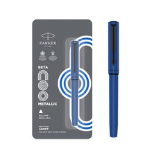 Parker Beta Neo Metallic Blue Ballpoint Pen with Coated Clip Chrome trim - 3x picture