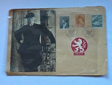 Vintage Ship Captain Photo with Unique Stamps Circa 1940s picture