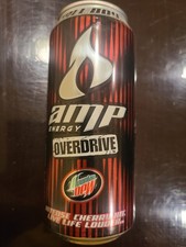 2007 amp ENERGY OVERDRIVE Mountain Dew Cherry can empty top opened TALL BOY picture