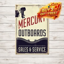 Mercury Outboard Motor 8x12 Vintage Tin Metal Sign Marine Wall Decor picture
