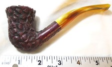 Vintage Alpha Galaxy Israel Briar Tobacco Pipe Rusticated Freehand Amber Stem picture