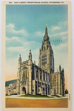 Vintage Pittsburgh Pennsylvania PA East Liberty Presbyterian Church Linen 1940 picture