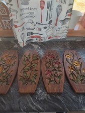 • Vintage 1960s Michigan Composition & Lamp Co Floral Wall Art - Set of 4 picture