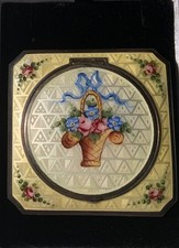 RARE Antique STERLING *DOUBLE SIDED ** ENAMEL GUILLOCHE* Compact by EAM Co picture