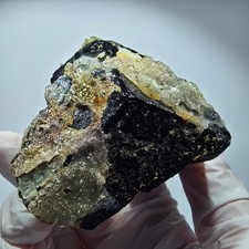 Rare schorl tourmaline with hyalite, Erongo, Namibia, 75*69*48mm #12466 picture
