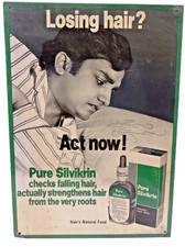 Vintage Pure Silvikrin Hair Tonic Advertising Tin Sign India 1970s 14x10 Cosmeti picture