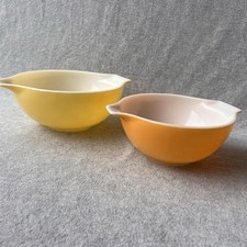Vintage Pyrex Nesting Bowls (Lot 2) Cinderella Yellow Orange Set #443 & 442 picture