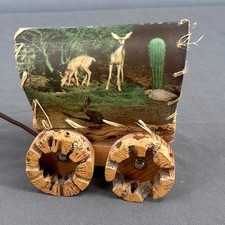 VTG Cholla Cactus Wood Covered Wagon Lamp 5