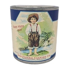Bare Foot Boy Brand Tomato Can New Federal Canning Co. Frankfort, IN Vtg U285-2 picture