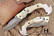 HUNTEX Custom Handmade Damascus Steel 130 mm Long Hunting Folding Pocket Knife picture