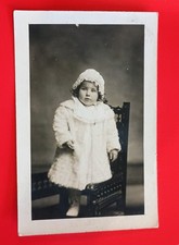 RPPC Young Girl Standing On Chair Wearing Bonnet And Coat Necklace picture