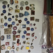 Vintage USSR Soviet Enamel Pin Lot 50+ CCCP Russian Badges Space Lenin Military picture