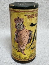 Rare Antique Kilall Poison Tin Can Great Grim Reaper Skeleton Skull Graphics picture
