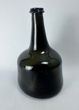 Antique 1700's English Mallet Black Glass Rum/Wine Bottle - Pontil Scar picture