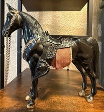 Vintage 1950s Breyer #58 BLACK BEAUTY Western Mount Horse w/ Saddle Chain Reins picture
