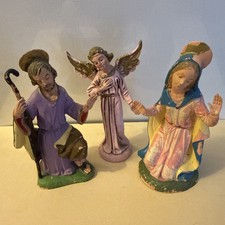 Vintage Depose Italy Fontanini Nativity Mary Joseph Angel Resin 4” picture