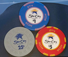 Rare Vintage Star City Casino 3-Chip Set ($5 - $1 - 25¢) picture