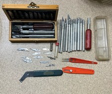 Vintage X-Acto Knife Blade Holders Wooden Box Lot Utility Knife Made In USA picture