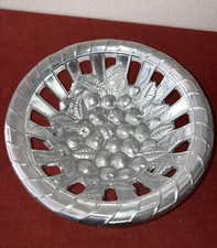 Vintage Wilton Armetale Pierced Silver Fruit Bowl Centerpiece Sculpted Cherries picture