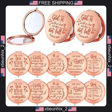 Christian Pocket Mirrors Set of 12 Rose Gold Compact with Bible Verses for Women picture