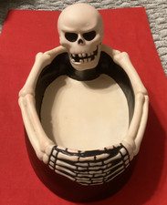 Rare Vintage 1988 Dakin Halloween Skeleton Candy Bowl Dish 9” long Scary picture