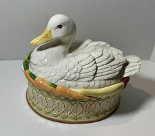 Vintage Fitz Floyd Classics Le Canard Duck Soup Tureen Covered Casserole AsIs picture