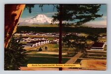 Mt Rainier WA-Washington, Aerial North Fort Lewis, Vintage c1955 Postcard picture