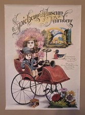 Vintage 1970s German Toy Museum Poster, Dolls in Toy Car by Fritz H. Oerter picture