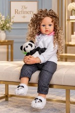 24” Lifelike Reborn Baby Dolls Curly Hair Soft Poseable Realistic Toddler Girl picture