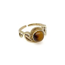 Anju Tanvi Ring with Semiprecious Tiger Eye Stone for Women, Gold-Plated picture