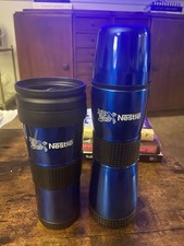 Nestle Coffee Thermos and Tumbler Blue with Nestle Emblem Stainless Steel picture