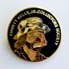 Vtg Emmett Kelly Jr. Collectors Society Round Pinback Button/Pin Black & Gold picture
